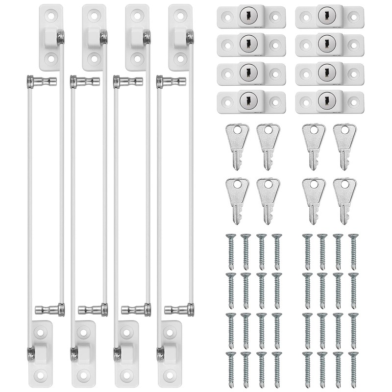 Kamtop 8 Pack Window Restrictor Locks, Childproof Cable Restrictor Lock