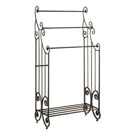 Kings Brand Furniture Pewter Metal Towel Racks for Bathroom with Shelf - 3 Long, Sturdy, Versatile & Modern Towel Rack with Storage Shelf Perfect for Laundry Room, Kitchen Area & Bathroom Towel Rack