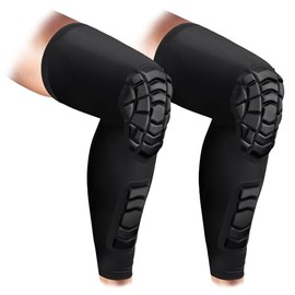 Wrestling Knee Pads Compression Leg Sleeve with Knee Pad and Calf Pad, 1 Pair Knee Sleeve with Shin Guards Shin Pads for Football, Baseball, Rugby, La