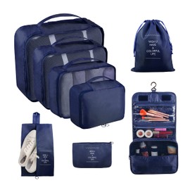 Ebbniur Packing Cubes, 8 Pcs Travel Packing Organizers for Suitcases, Large Capacity Travel Luggage Organizers Set includes 8 Storage Bags, Travel Essentials for Women or Men (Navy Blue)