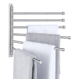 KES Swing Out Towel Bar, 6-Bar Folding Arm Swivel Hanger Bathroom Storage Organizer Wall Mount Rustproof 13 Inch SUS 304 Stainless Steel Brushed Finish, A2102S6-2