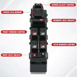 15883319 Window Master Switch Front Left Driver Side with Mirror Folding Control for 2003-2006 Chevy Silverado Avalanche Suburban Tahoe GMC Sierra Yukon Escalade Hummer H2 Replace OE 920-022 15112971