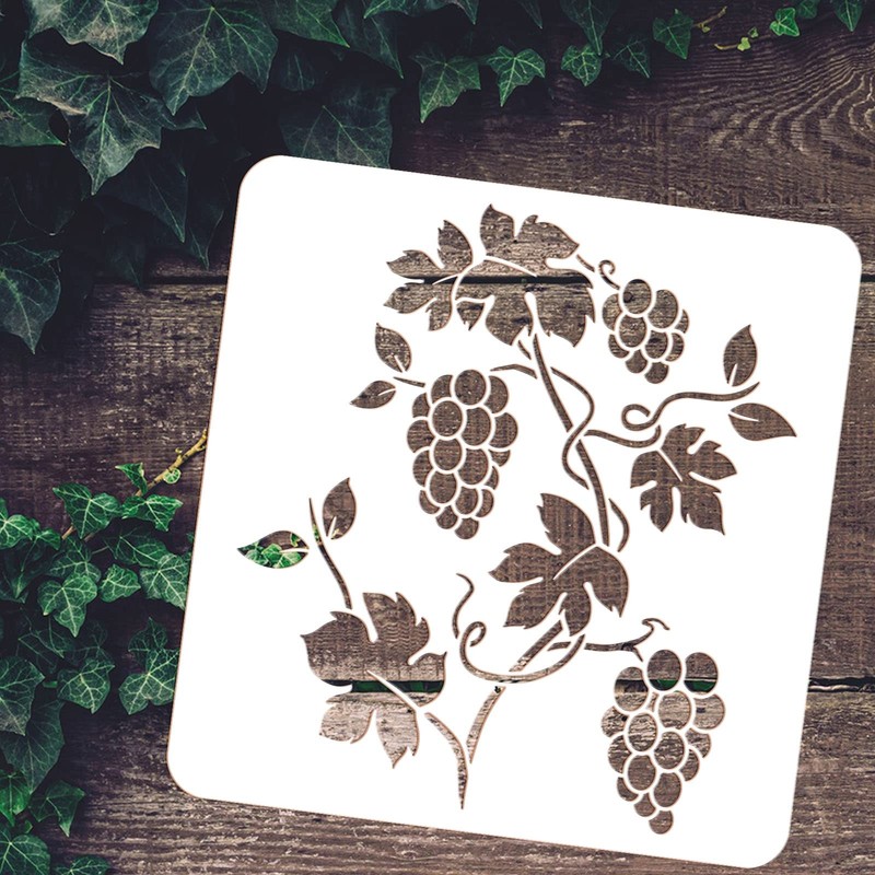 FINGERINSPIRE Grapevine Stencil, 30 x 30 cm, Small Grapevine Wall
