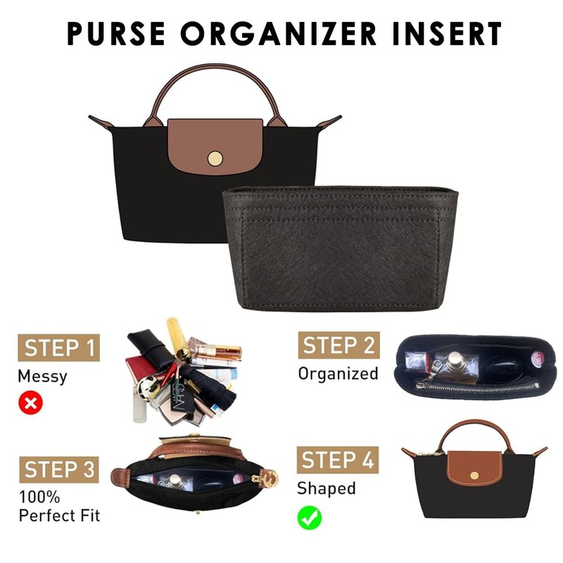 Purse Organizer insert for le pliage Mini,Small tote Bag Organizer