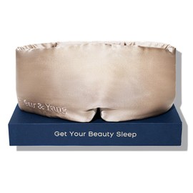 Fleur&Yang Silk Sleep Mask, Adjustable Blackout Sleeping Mask for Men Women, Soft Breathable 100% Mulberry Silk Fabric, Cooling Eye Cover Blindfold for DeepSleep or Meditation (Flax Gold)