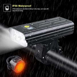 VASTFIRE Super Bright LED Mountain Bike Headlight Warning Tail Light Rechargeable