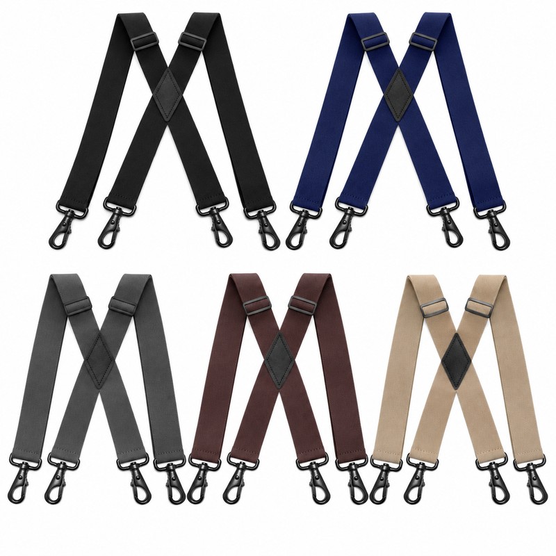 Heavy Duty X-Back Suspenders for Men – Adjustable 4-Hook Elastic