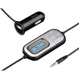 Hama 3.5 mm Stereo Male (Mini Jacks) - FM Transmitter Car Scan Function/USB for charging MP3 players/Mobile Phones - Black