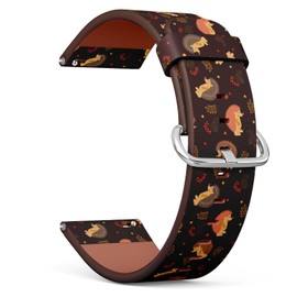 THAZEE 18mm Quick Release Leather Watch Band (Cute Hedgehog Retro) Replacement Leather Strap Bracelet for Women, Men