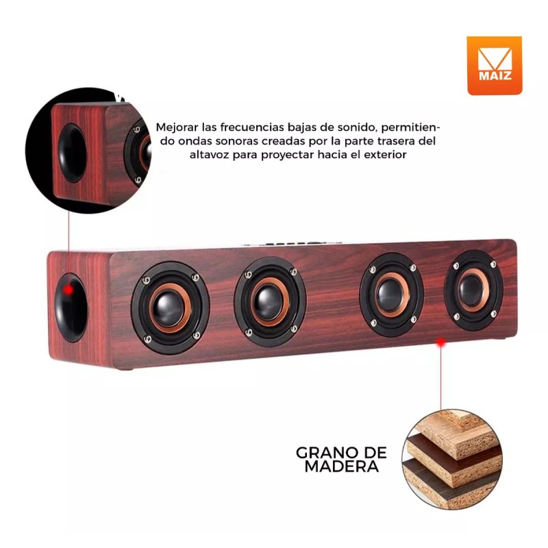 Maíz Bocina Bluetooth Barra Sonido Radio Recargable Usb Portatil