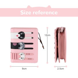 EVEOUT Women's Wallet PU Leather Purse Cute Long Purse with Coin Bifold Wallet Card Holder for Girls, pink, Casual