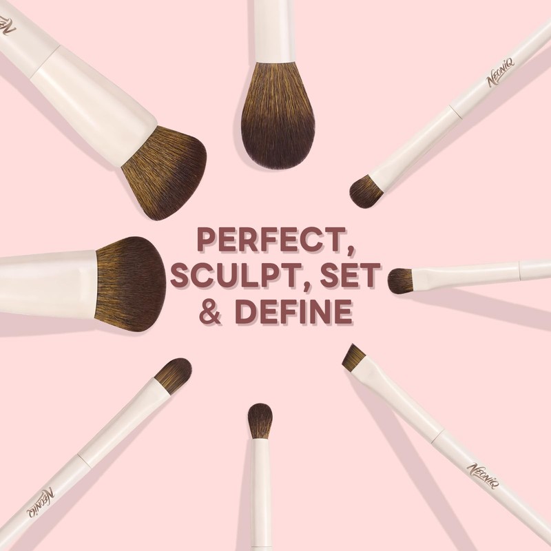 16Pcs Makeup Brush Set, Professional Face & Eye Makeup Brushes（Off