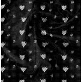 Soimoi Black Cotton Duck Fabric Heart & Dots Fabric Prints by Yard 56 Inch Wide