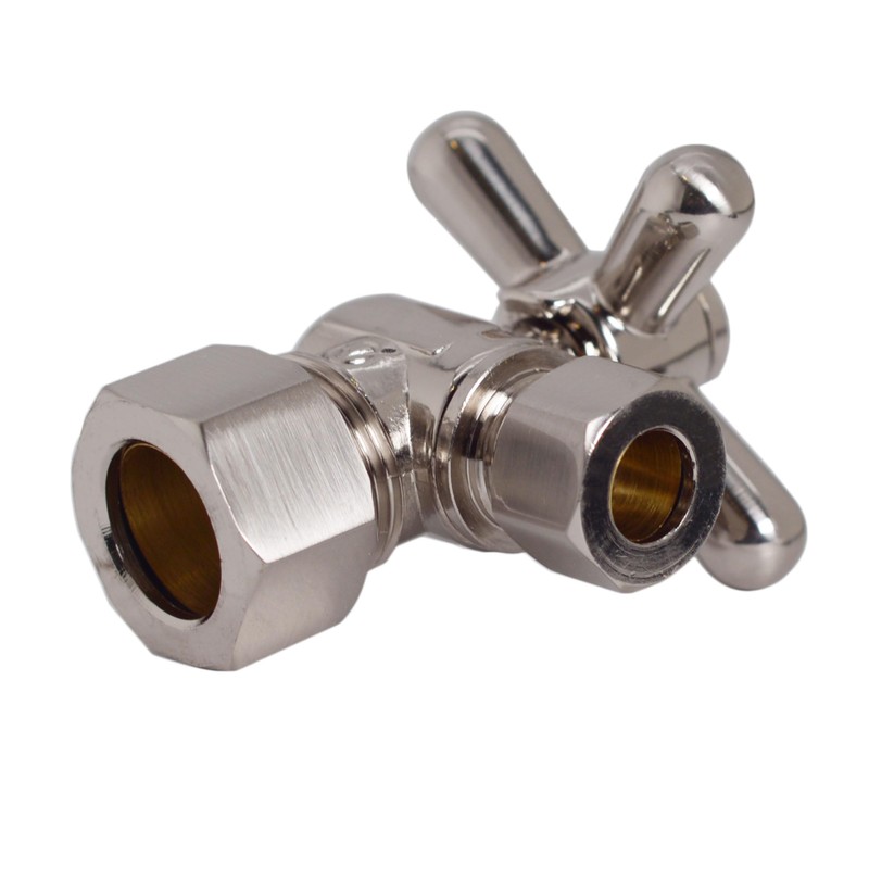 Westbrass D105BX-07 1/4-Turn Cross Handle Angle Stop Shut Off Valve,