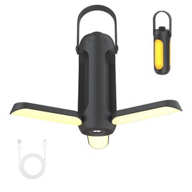 Pluralla Camping Lantern 720LM with Flashlight Design, 10000mAh Rechargeable LED Camping Lamp, 11H Run Time, Deployable Lampshade Multifunctional Camping Light for Hurricane, Emergency, Travel-Grey