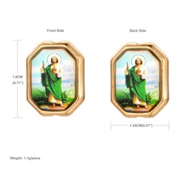 Diyalo 30 Pieces Our Lady of Guadalupe Saint Jude Spacer Beads for DIY Rosary Chaplet Necklace Bracelet Jewelry Making Part (St.Jude-Octagon-Gold Color)