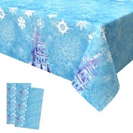 Xinvery 2 x Snowflakes Tablecloth, Blue White Party Tablecloth, Snow Ice Rectangle, Waterproof, Thin Plastic Tablecloth for Birthday, Christmas, Party Decorations, 137 x 274 cm