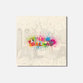 Unbranded Dallas City Skyline Blot USA 4'' X 4'' Square Wooden Coaster