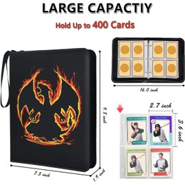 Álbum para Tarjetas，Carpeta de tarjetas coleccionables,Carpeta de Tarjetas de 4 Bosillosguarda hasta 400 tarjetas, adecuado para coleccionar varias tarjetas Coleccionables (Rojo1)