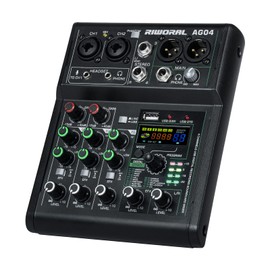 4 Channel Audio Mixer With Effects 88 Dsp Mixer Mixing Board Usb Interface Bluetooth Music Player + 48v Line Phantom Power Audio Mixer To Pc/Phone For Karaoke Record Livestream