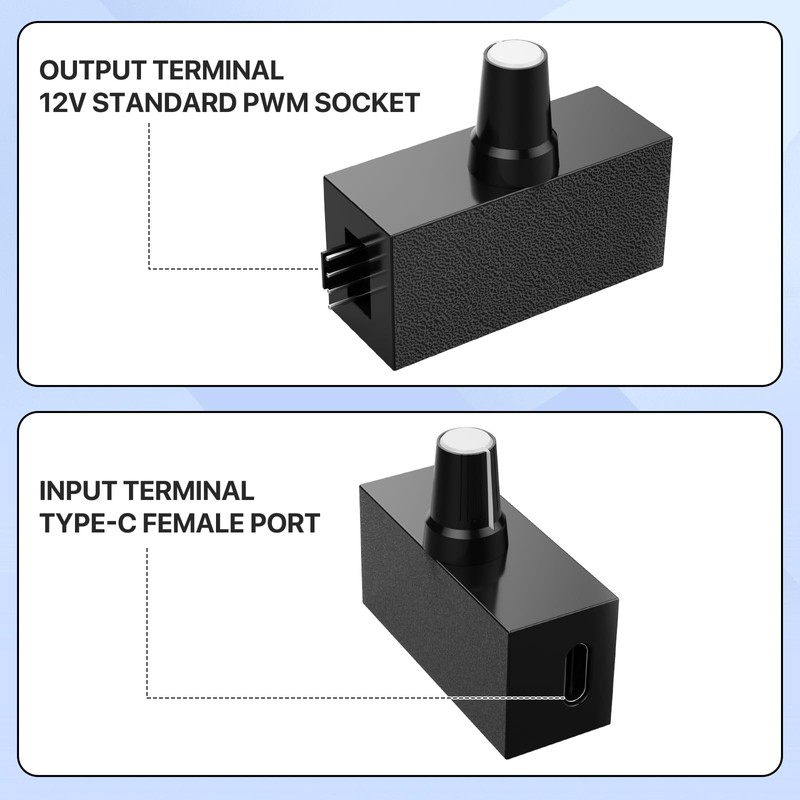 4-Pin 12v PWM Fan Controller with USB-C Power Supply and
