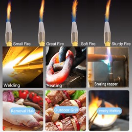 Oxy Acetylene Hvac Torch Kit Compatible with MAPP/Propane, Brass Pressure Meter with Portable Cylinder Metal Stand for Heating, Glass Blowing,Soldering, Brazing Welding Jewelry Torch