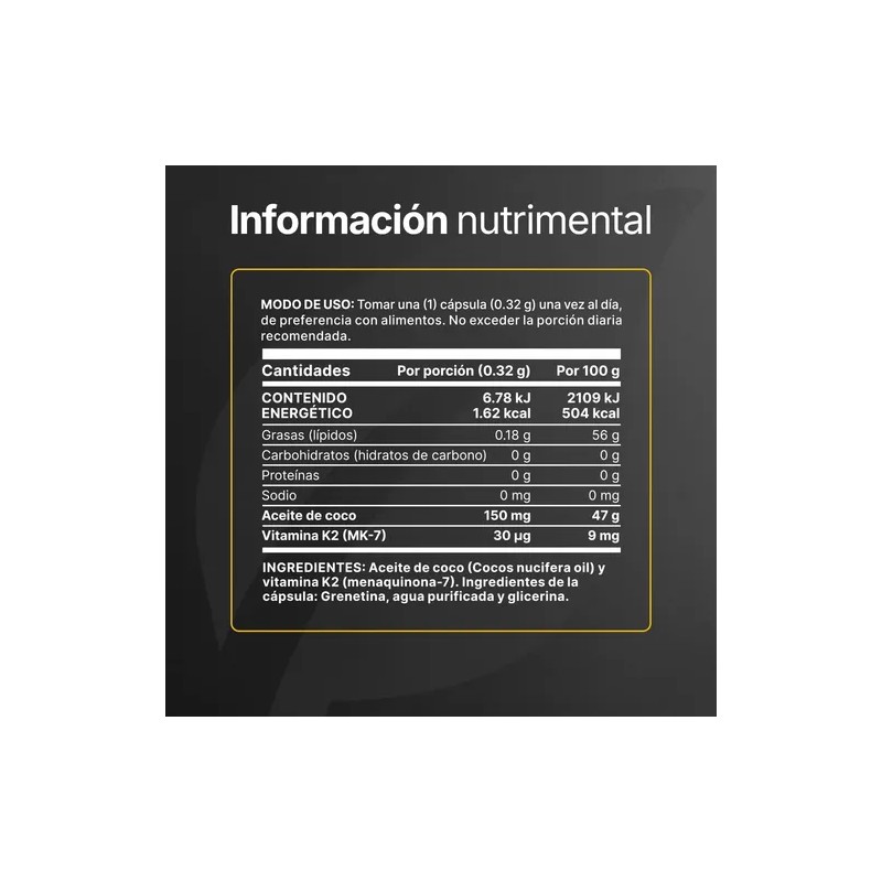 Vitamina K2 Mk-7 Con Aceite De Coco 300 Cápsulas B