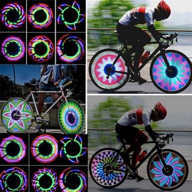 Yunobi Bike Wheel Lights - Waterproof Wheel Tire Light, 32 Attractive Patterns Bike Light Double Display Spoke Light Riding Light Accessories for Bike