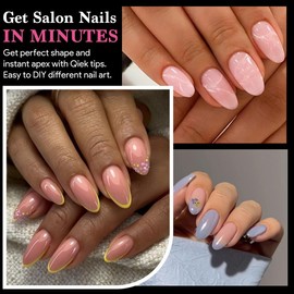 Qiek Medium Round False Nail Tips, 15 Sizes 510 PCS Clear Soft Press On Fake Nail Pre-shaped Half Matte Full Cover Gel Nail Tips Extensions Strong Thick Long Lasting for DIY Beginners & Salon Manicure