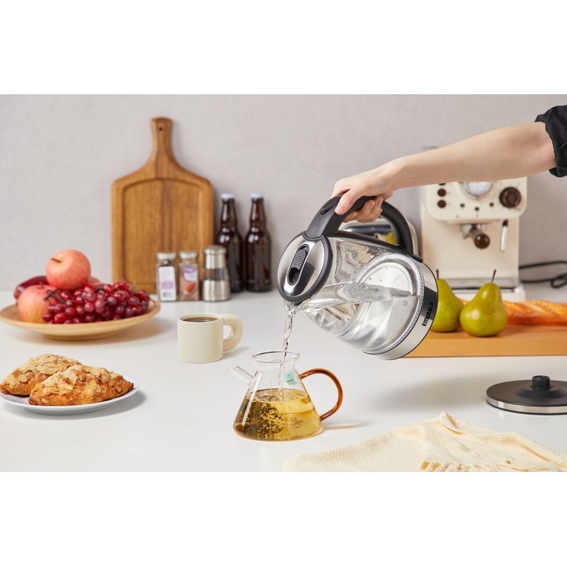 Emerald Glass Tea Kettle, Countertop Electric Kettle Water Boiler Heater,