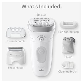 Braun Depiladora Silk-épil 7, dispositivo de depilación, afeitadora y recortadora para mujer, húmeda y seca, cabeza ancha, incluye cabezal de afeitado