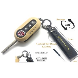 Generic Nordecco Gl?nzend Schlsselanh?nger Hlle Kompatibel mit Fiat 500C 500-500L Abarth Grande Punto Brava Panda Stilo Linea (Schwarz Schlsselring, Ecru - Beige Geh?use)