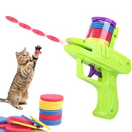 Cat Toys Launcher 30 Flying Discs Interactive Toys Flying Cat Toys Indoor Outdoor Pet Supplies Green