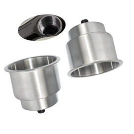 2PCS Stainless Steel Cup Holder with Drain Perfect for Marine,Boat,RV,Camper Durable Drink Holders Easy Access,No-Spill Design,for Outdoor Adventures and Travel