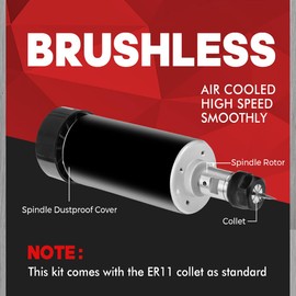 500W CNC Spindle Motor Kit,11000RPM CNC Kit with Integrated Control Box ER11 Collet, Speed Adjustment Air Cooled, for CNC Engraving Milling Machine