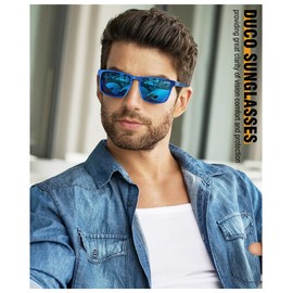 DUCO Sunglasses men Polarized Retro Square Sunglasses for men UV Protection Sports Sun Glasses for Golfing Running Fishing 8208
