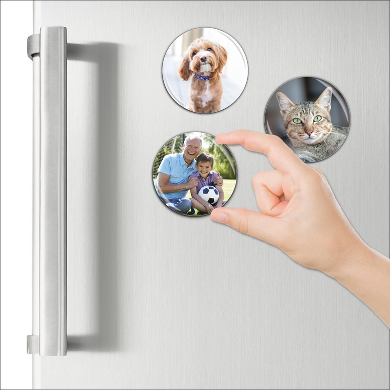 Round Custom Photo Fridge Magnet badge Magnetic picture 75mm /