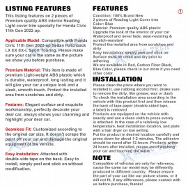 Xotic Tech Blue Sporty Race Style Roof Reading Light Frame Cover For Honda Civic 11th Gen