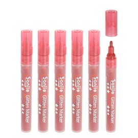PATIKIL Metallic Marker Pens, 6Pcs Glitters Paint Pens Paint Pens Shimmer Colored Markers Art Marker Pen for DIY Craft Photo Album Wax Seal, Red