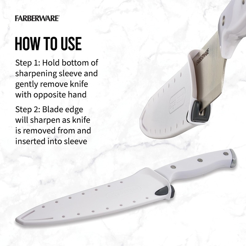 Farberware Edgekeeper Triple Riveted Chef Knife with Self-Sharpening Blade Cover,
