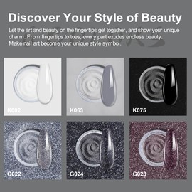 Eodci Dip Powder Nail Kit Starter, 6 Colors Glitter Dark Black White Dipping Powder Kit With Base & Top Coat/Activator/Brush Saver, Nail Art Manicure Salon DIY for Daily at Home Party Gifts for Women