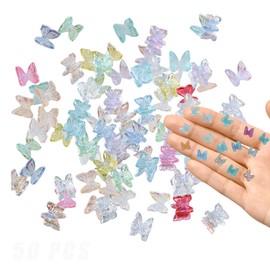 YSUY 50 PCS Mini Resin Animals Mixed, Sparkling Butterfly, Tiny Resins Animal Mixed, Craft Butterflies, Small Resin Animals for DIY Fairy House, Dollhouse Décor, Tiny Animal for Crafts