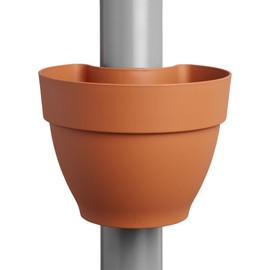 elho Vibia Campana Downpipe Planter 40 - Flower Pot for Rain Pipe - Vertical Garden - 100% Recycled Plastic - Diameter 21.6 x Height 16.3 cm - Brown/Terracotta