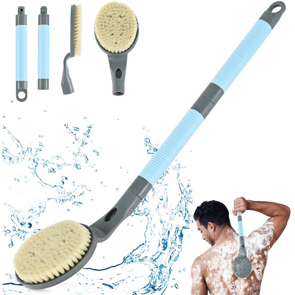 Back Scrubbers for Use in Shower, 21.7” Back Bath Brush for Shower, Back Scrubber, Exfoliation and Improved Skin Health for Elderly with Limited Arm Movement, Disabled (21.7” Grey)