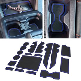 DREOOCAR Non-Slip Liner Compatible with Toyota Tacoma Accessories 2023 2022 2021 2020 2019 2018 2017 2016 Custom Cup Holder Door Pocket Center Console Interior Rubber Insert Mats 18 Pcs Blue Trim