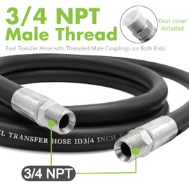 Jeemiter 3/4" Fuel Transfer Hose,Farm Fuel Hose Fittings for Gasoline, Diesel, Biodiesel and Kerosene 20FT