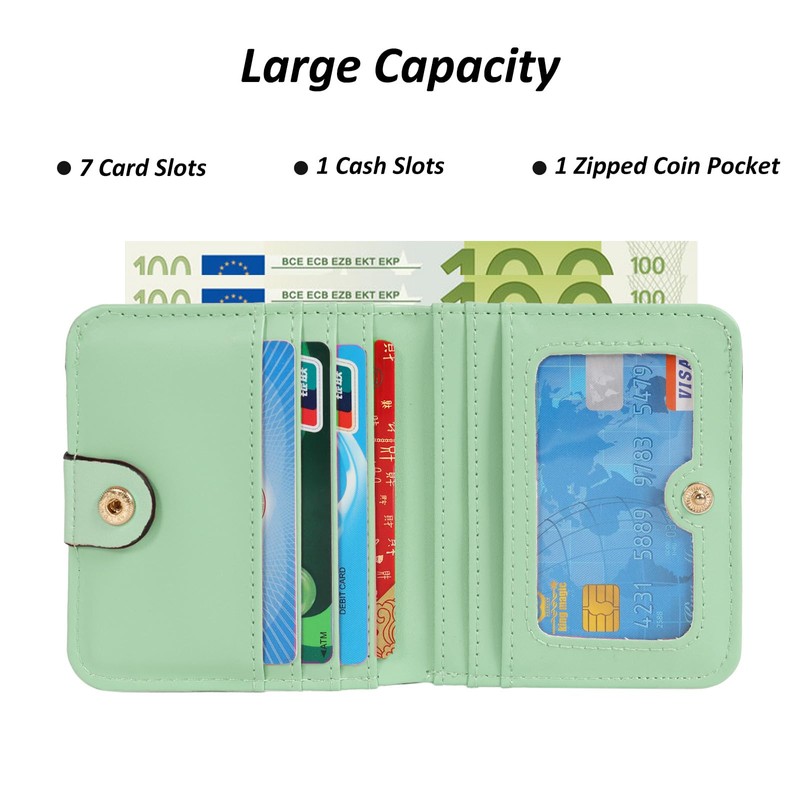 TANTOMI Women's Small Purse, Faux Leather Wallet with Multiple Card