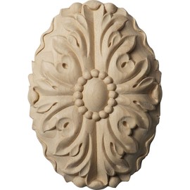 Ekena Millwork ROS05X07ASMA Ashford Oval Rosette, 3 1/2" X 4 7/8" X 1", Maple