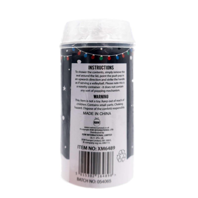 Christmas Time Push Pop Snow Confetti