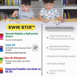 Kwik Stix - Varillas de pintura de témpera sólidas, paquete de 12 unidades, color negro, lavables del mismo color, de secado rápido (90 segundos), cer